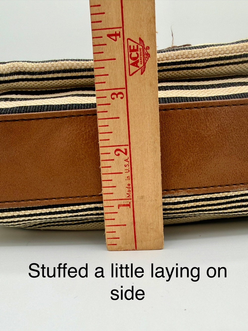 Relic Striped Canvas Crossbody Bag Tan Faux Leather Trim Multi Pocket Boho Purse - Picture 16 of 16